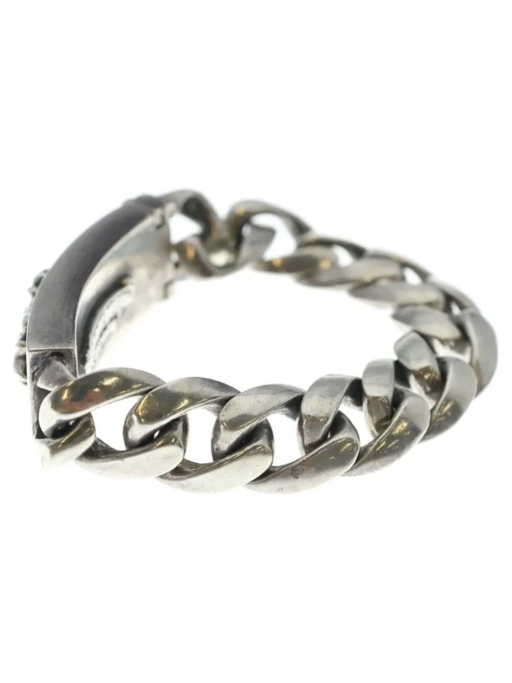 Chrome Hearts ID Floral Crs Cross ID Classic Link Bracelet Silver